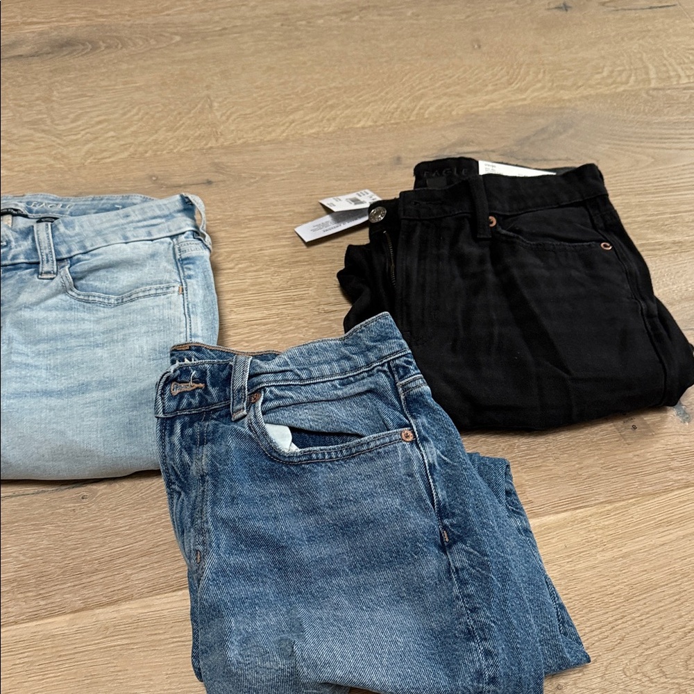 Stylish Denim and Black Jeans Set